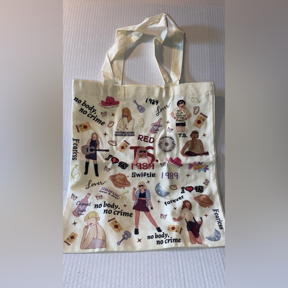 Trendy Graphic Cream Tote Bag - Picture 3 of 5